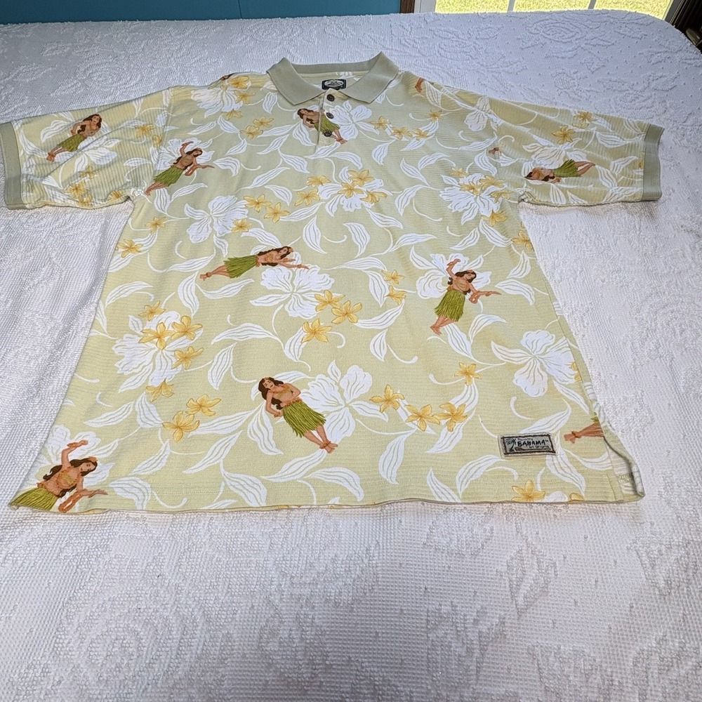 Tommy Bahama Men's XL Polo Hawaiian Print Cotton Short Sleeve Stretchy Comfy